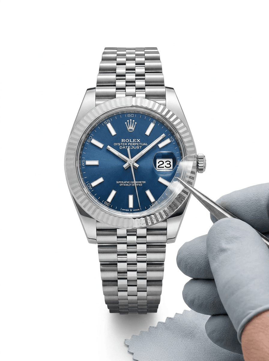 Rolex Datejust case shielded by TimeShield film